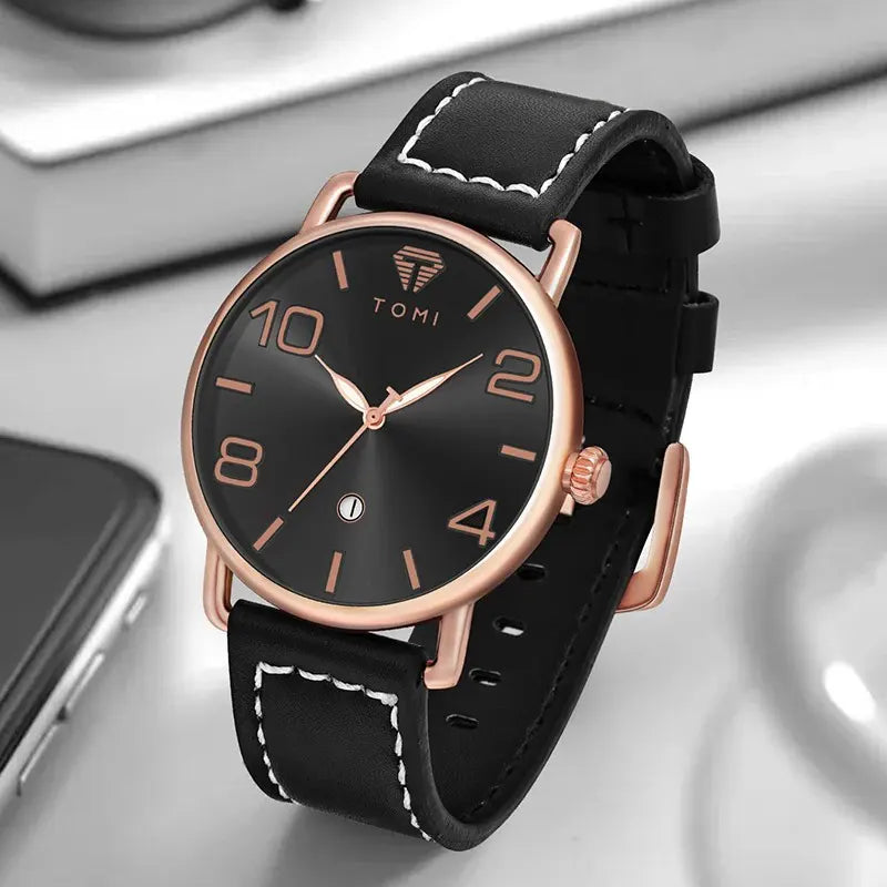 TOMI High Quality Luxury Design Men's and Women's Quartz Watch Minimalist Fashion Calendar Quartz Casual Watch