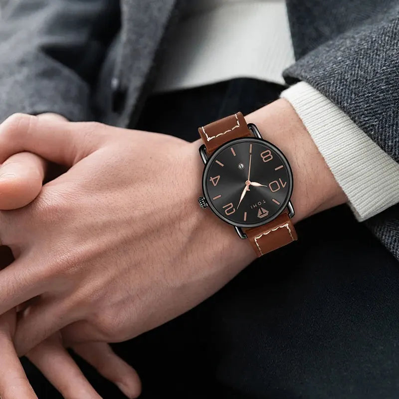 TOMI High Quality Luxury Design Men's and Women's Quartz Watch Minimalist Fashion Calendar Quartz Casual Watch