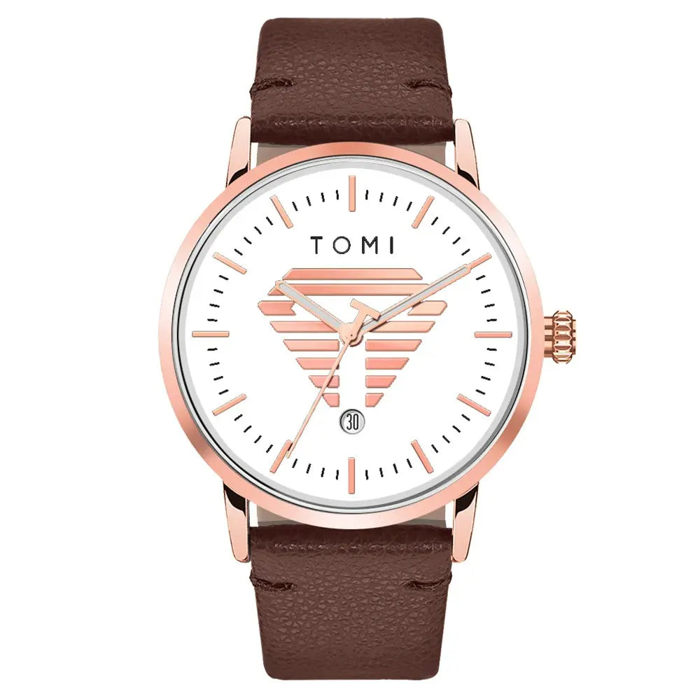 TOMI Men's Watch Minimalist Casual Business Quartz Watch Luxury Fashion Men's Leather Quartz Watch Clock Gift