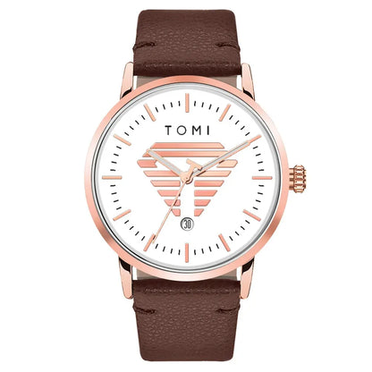 TOMI Men's Watch Minimalist Casual Business Quartz Watch Luxury Fashion Men's Leather Quartz Watch Clock Gift