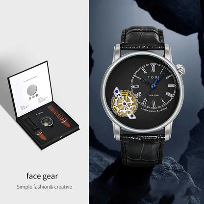 TOMI Set Gift Box Luxury and Fashionable Men's Quartz Watch Leisure Calendar Double Strap Quartz Watch Festival Gift