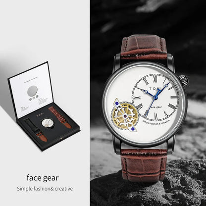 TOMI Set Gift Box Luxury and Fashionable Men's Quartz Watch Leisure Calendar Double Strap Quartz Watch Festival Gift