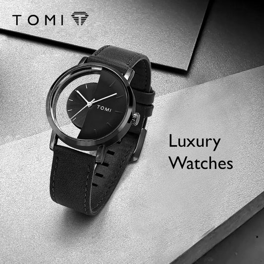 TOMI New 2PCS Men's Gift Box Watch Bracelet Minimalist Business Hollow Round dial Men's Quartz Watch Bracelet Clock Gift Reloj