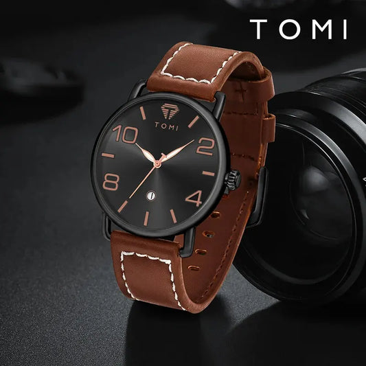 TOMI High Quality Luxury Design Men's and Women's Quartz Watch Minimalist Fashion Calendar Quartz Casual Watch