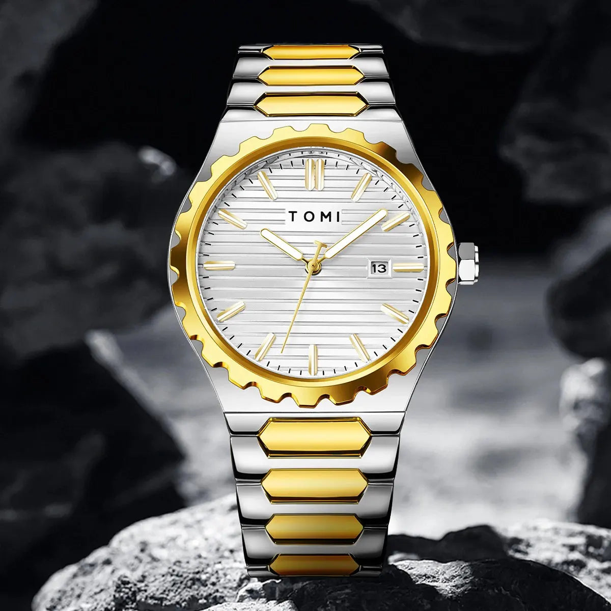 TOMI New 4PCS Luxury Men Watch Gift Set High Quality Steel Strip Striped Dial Calendar Men Quartz Watch Clock Gifts Reloj in Pakistan