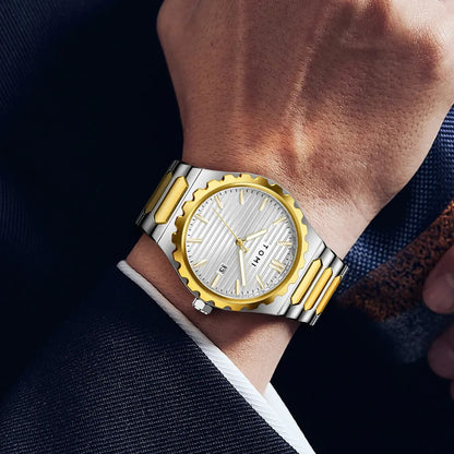 TOMI New 4PCS Luxury Men Watch Gift Set High Quality Steel Strip Striped Dial Calendar Men Quartz Watch Clock Gifts Reloj in Pakistan