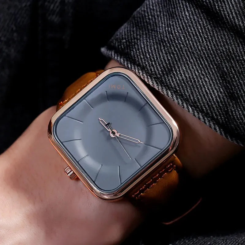 TOMI Fashion Square Watch for Men Quartz Wrist watch Simple Relogio Masculine Leather Strap Watch Minimalist Male Clock Gift 2025 in Pakistan