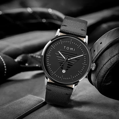 TOMI Men's Watch Minimalist Casual Business Quartz Watch Luxury Fashion Men's Leather Quartz Watch Clock Gift
