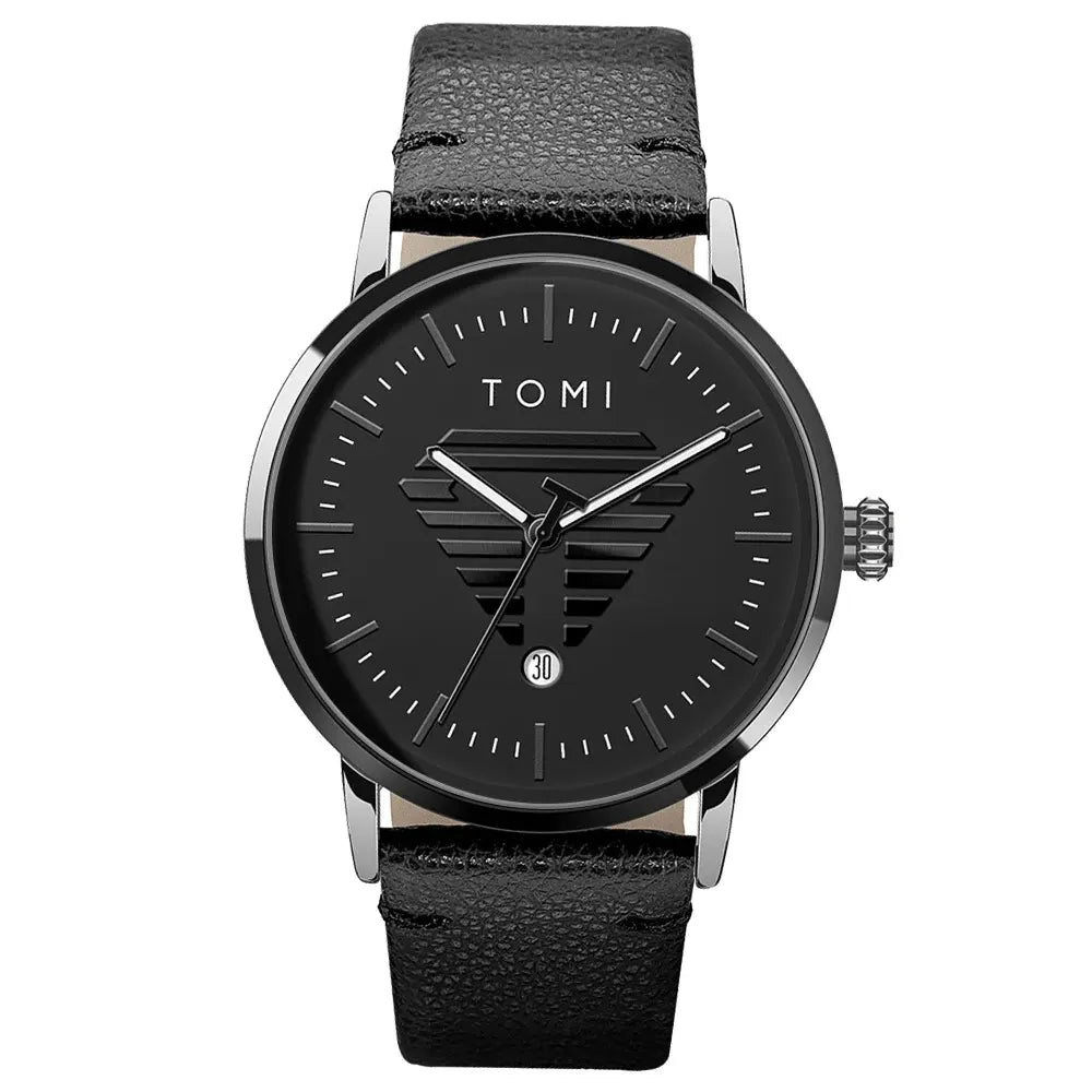 TOMI Men's Watch Minimalist Casual Business Quartz Watch Luxury Fashion Men's Leather Quartz Watch Clock Gift