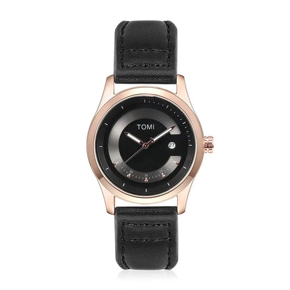 TOMI Leisure Fashion Men's Watch Leather Band Calendar Minimalist Men's Quartz Watch High Quality Clock Gift
