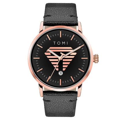 TOMI Men's Watch Minimalist Casual Business Quartz Watch Luxury Fashion Men's Leather Quartz Watch Clock Gift