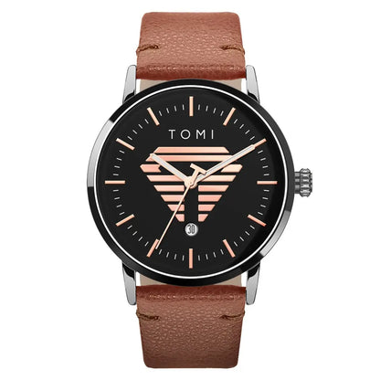 TOMI Men's Watch Minimalist Casual Business Quartz Watch Luxury Fashion Men's Leather Quartz Watch Clock Gift
